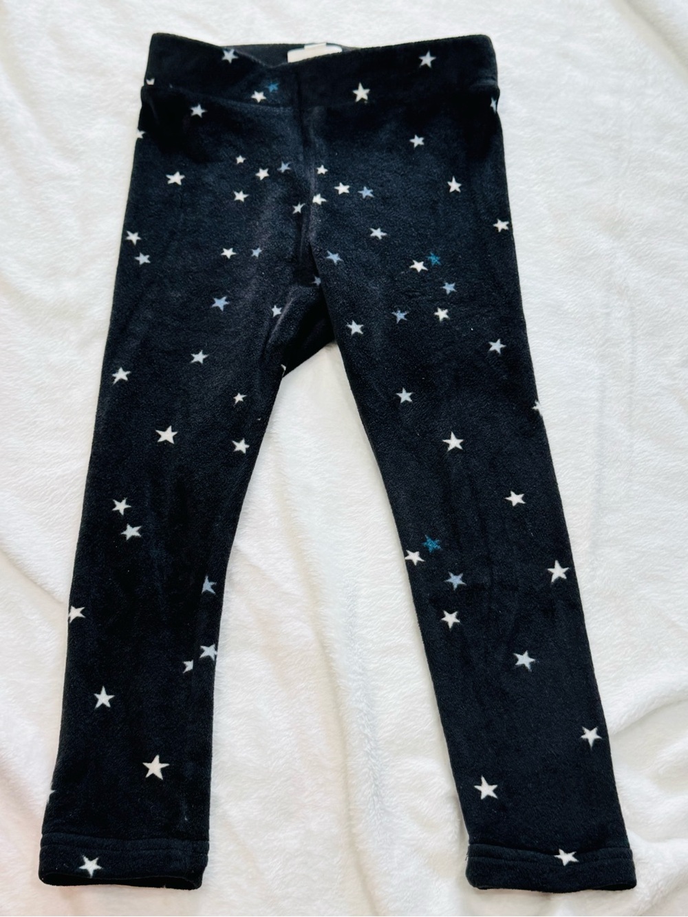Girls' Black Star Print Fleece Leggings